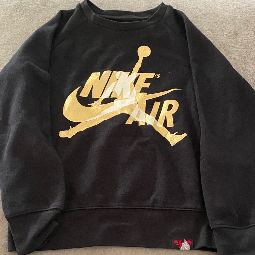 Nike Air Men's Black and Gold Crewneck Sweater